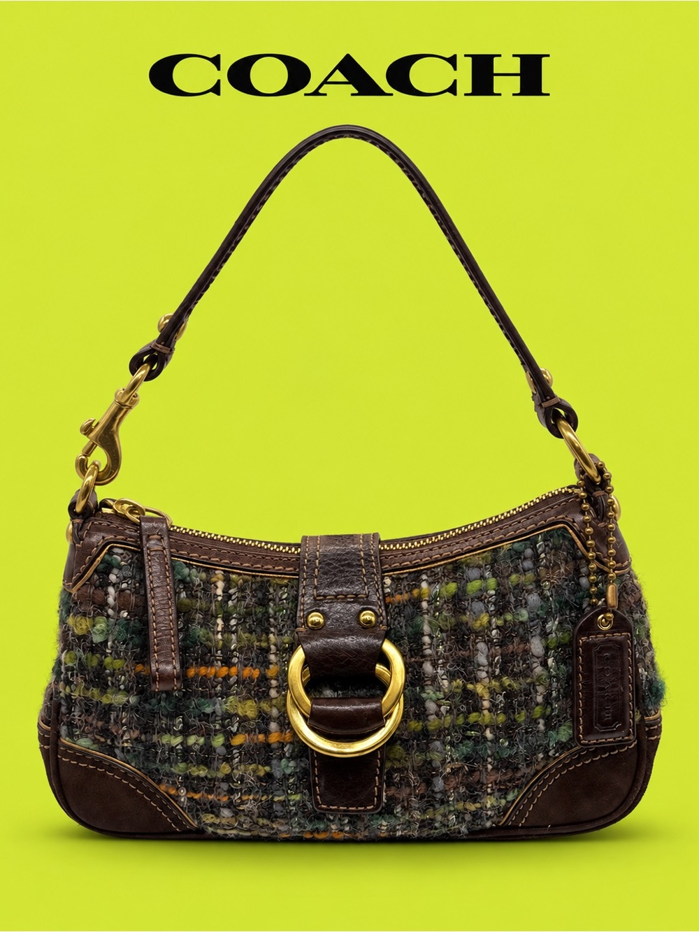Coach Legacy Bouclé Tweed Leather Shoulder Bag